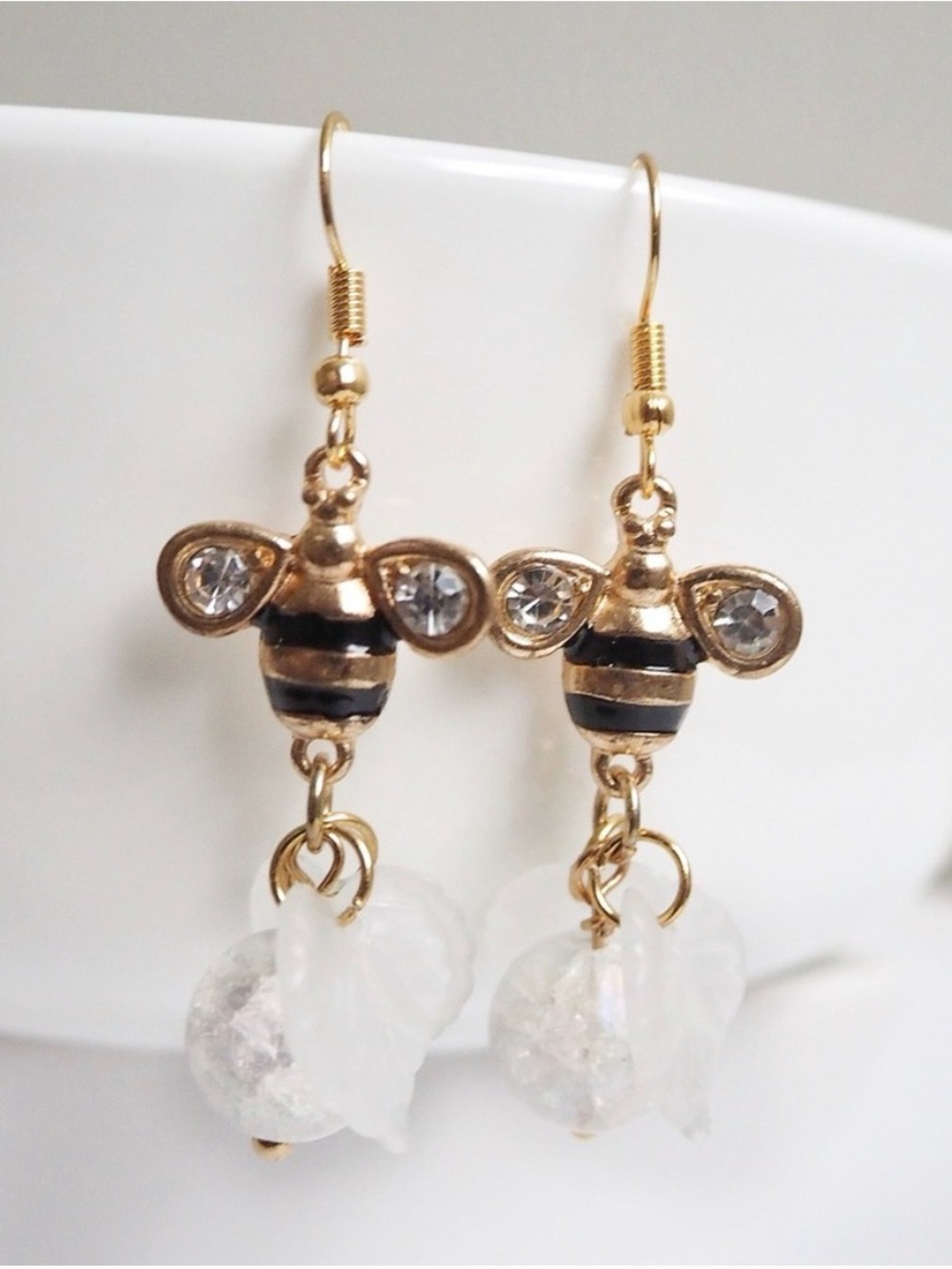 Gold Bee Dangle Earrings